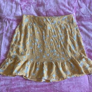 La Hearts Yellow Floral Mini Skirt